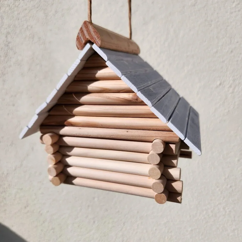 Handmade Lincoln Logs Birdhouse Bird House Garden Decor Insect Hotel 7.7